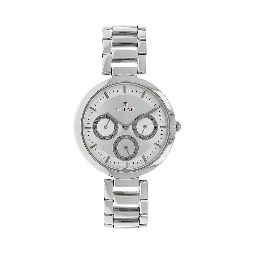 TITAN Silver Dial Silver Stainless Steel Strap Watch NP2480SM03
