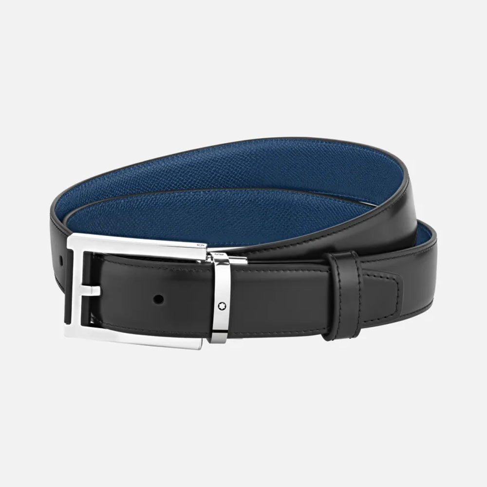Mont Blanc 126009 Black/blue 30 mm reversible leather belt