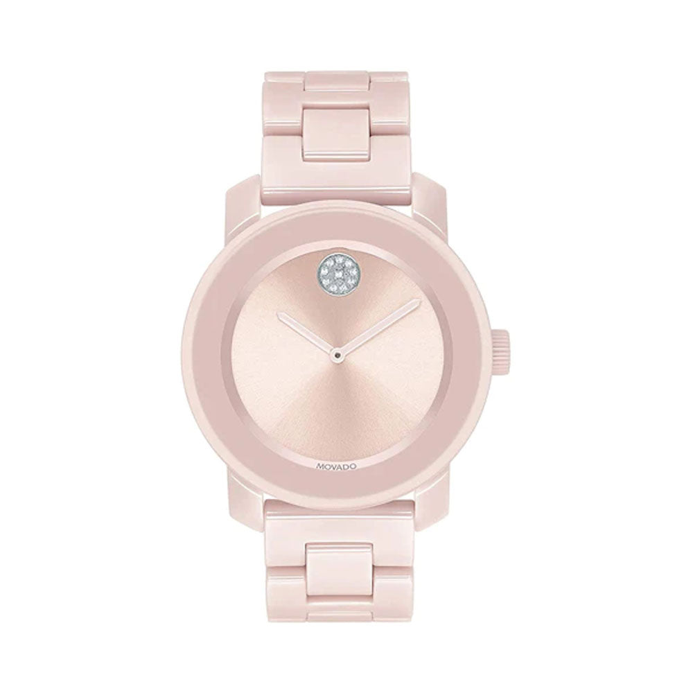 Movado Bold 3600804 Blush Ceramic Steel Case Women's