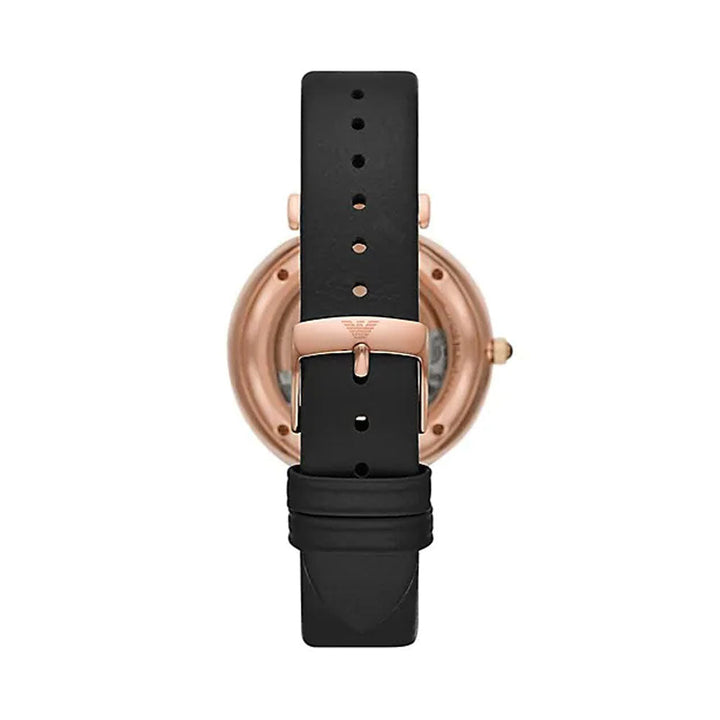 Emporio Armani Mens Automatic Black Leather Watch (Model: AR60064)