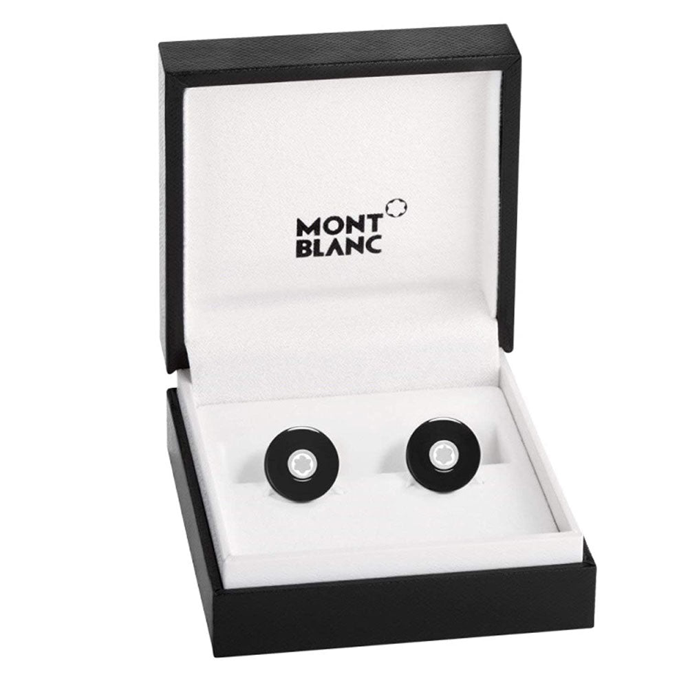 Montblanc 116666 Pix Stainless Steel And Black Resin Cufflinks