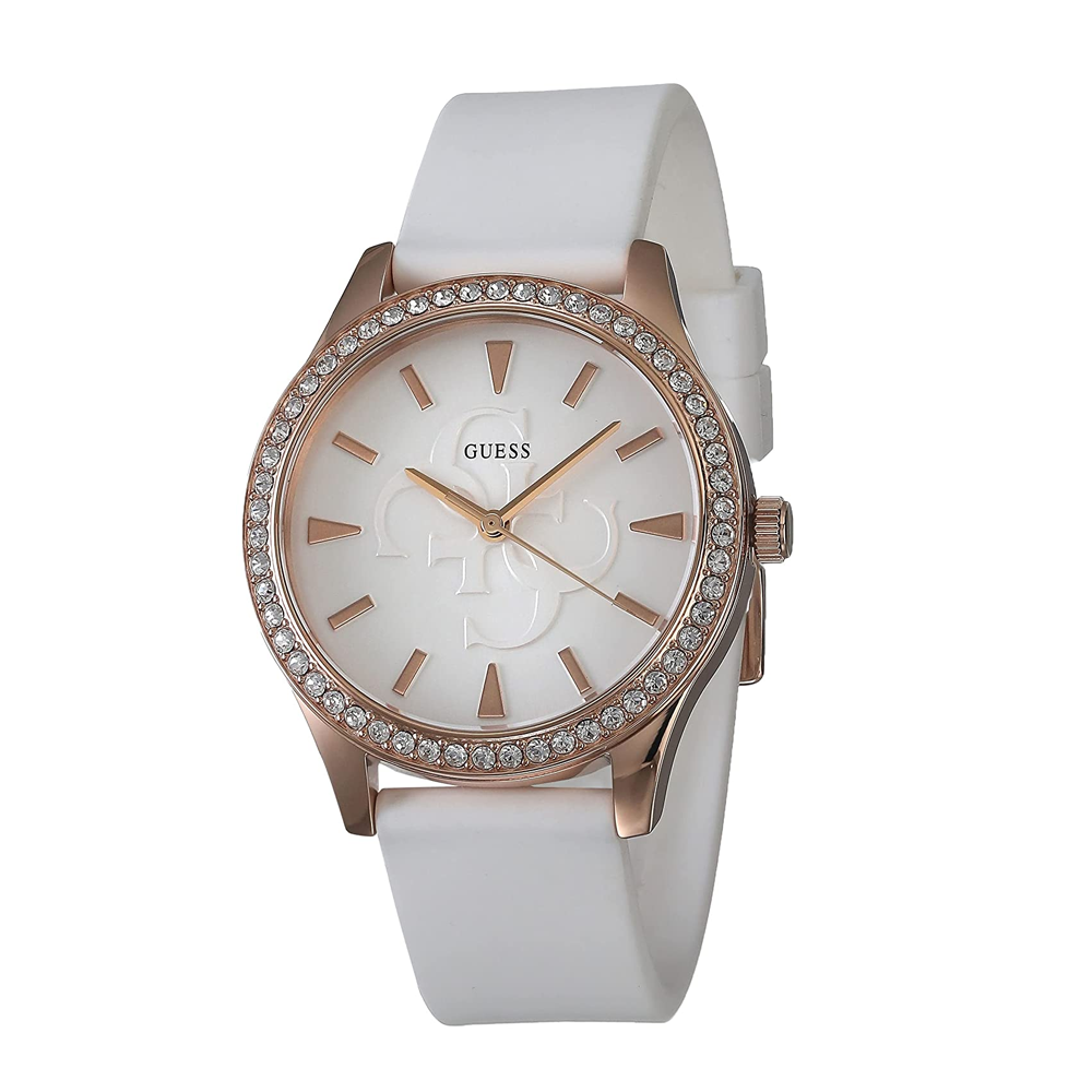 Guess Womens Anna Rose Gold Dial Silicone Analogue Watch - GW0359L2