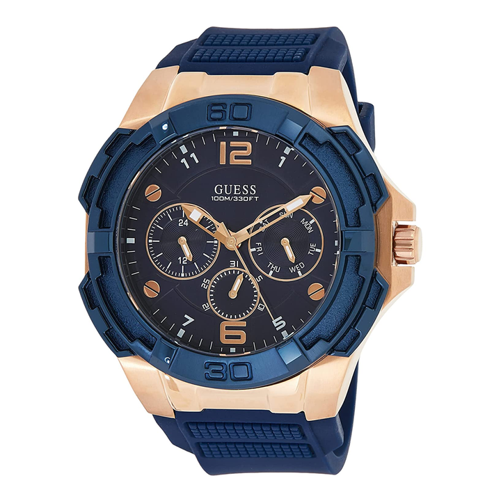 Guess Round Analog Blue Dial Gents Watch W1254G3