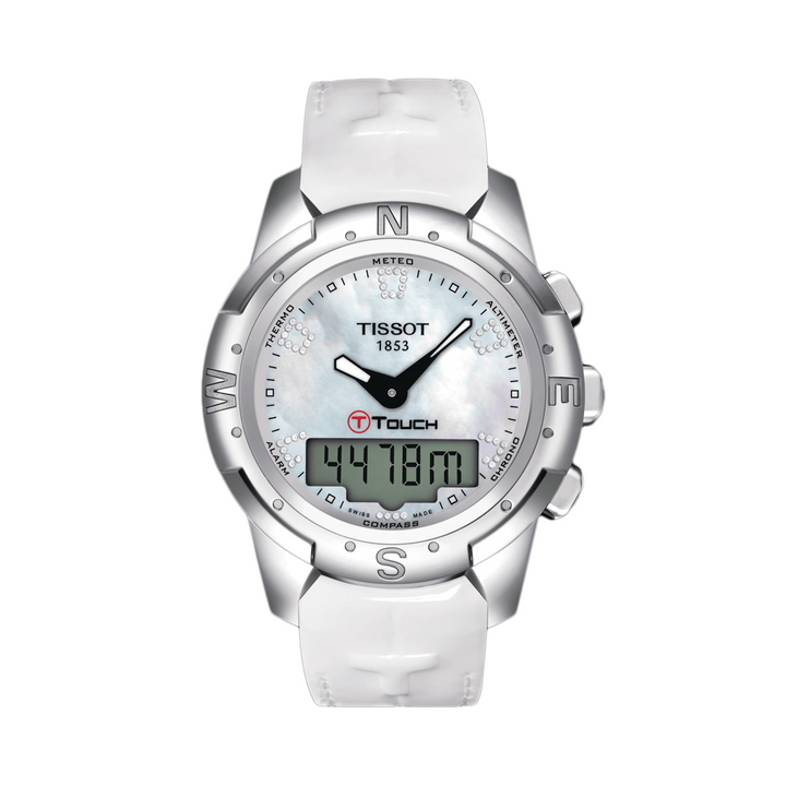 Tissot T-Touch II White Mother Of Pearl Ladies Watch T0472204611600