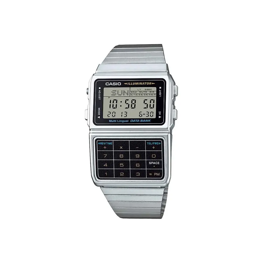 Casio Unisex Vintage Silver Dial Metal Digital Watch - DB39