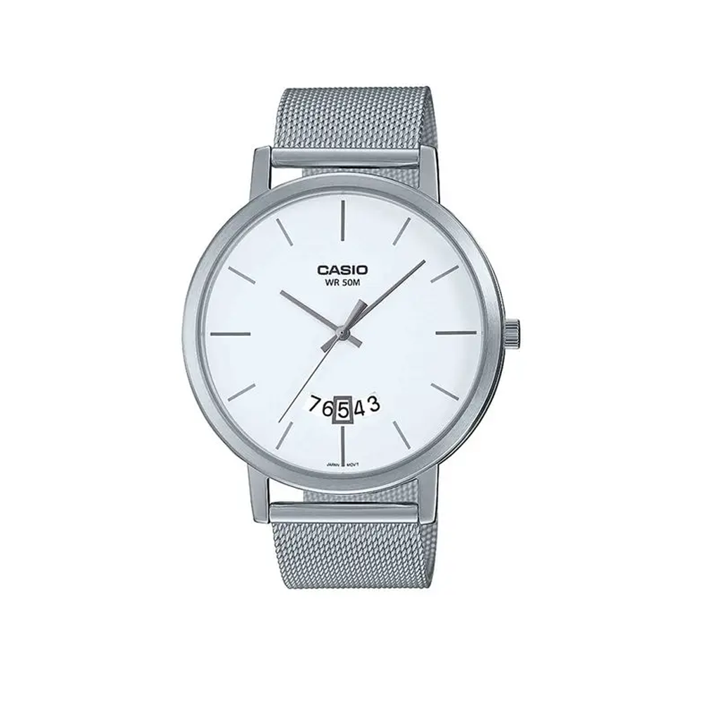 Casio Mens  Enticer White Dial Metal Analogue Watch - A1873
