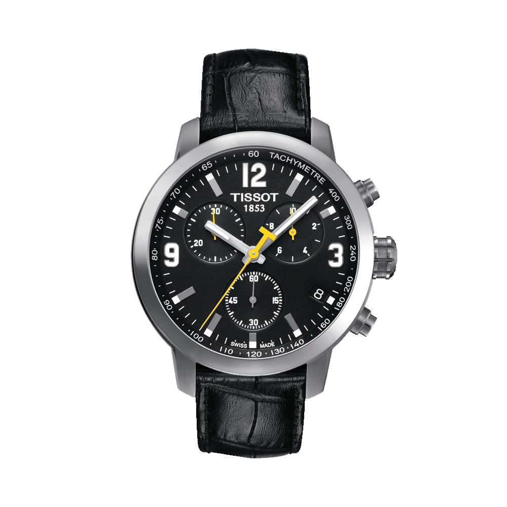 Tissot T0554171605700 PRC 200 Chronograph Black Dial Black Leather Men's Watch