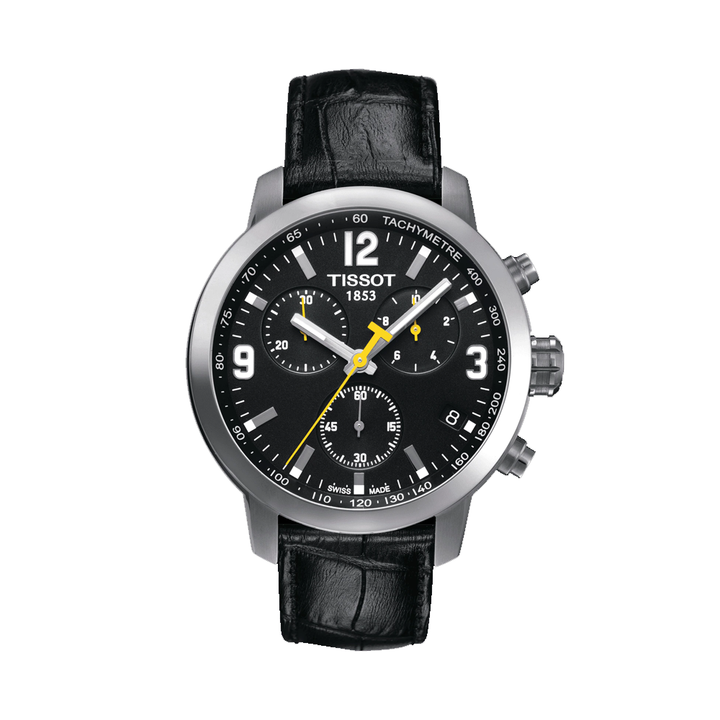 Tissot T0554171605700 PRC 200 Chronograph Black Dial Black Leather Men's Watch