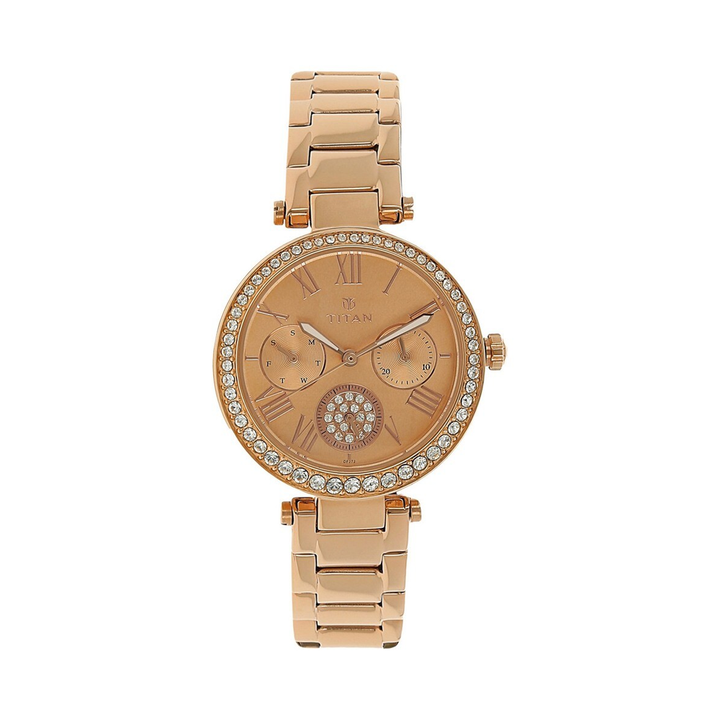 TITAN Rose Gold Dial Stainless Steel Women's Watch NP95023WM01