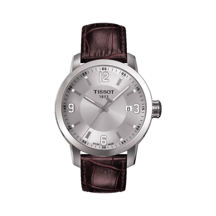 Tissot T0554101603700 PRC 200 Silver Dial Brown Leather Men's Watch