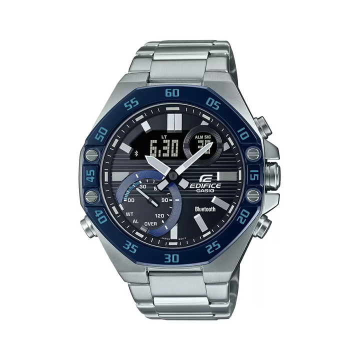 Casio Mens Grey Dial Stainless Steel Analogue-Digital Watch - ED524