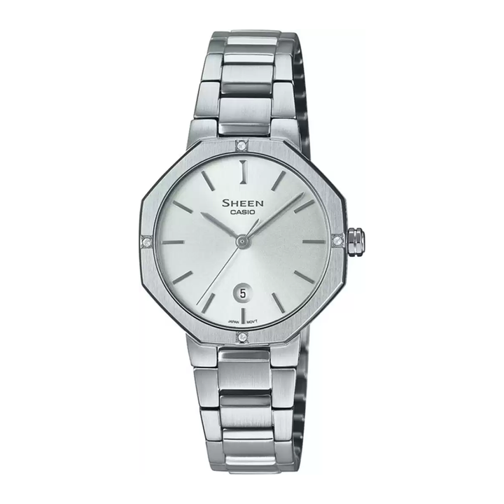 Casio Womens 20-29 Mm Sheen Silver Dial Metal Analogue-Digital Watch - SH245