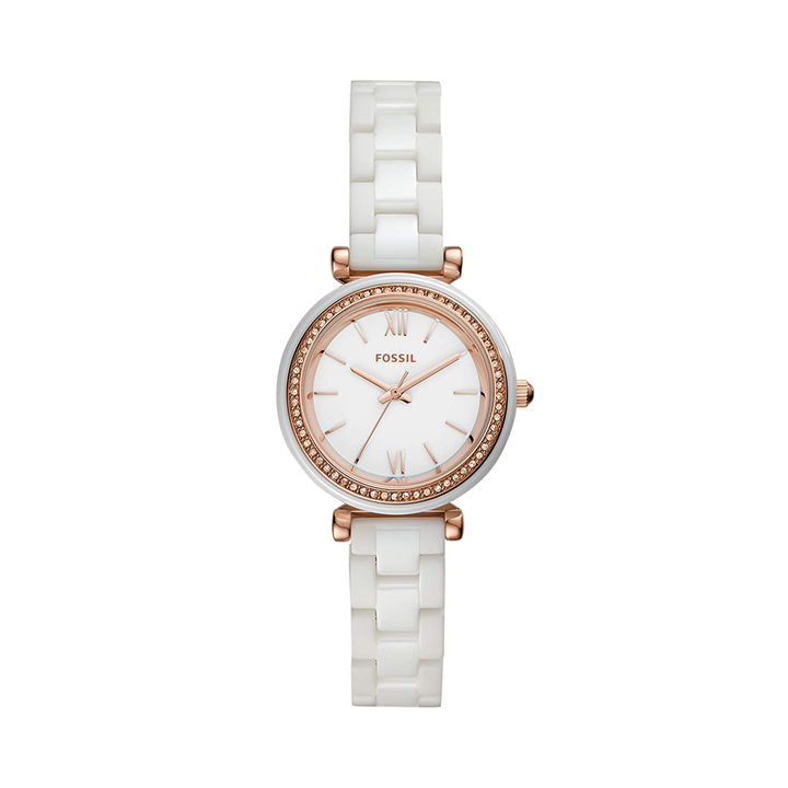 Fossil CE1104 Carlie Mini Analog White Dial Women's Watch