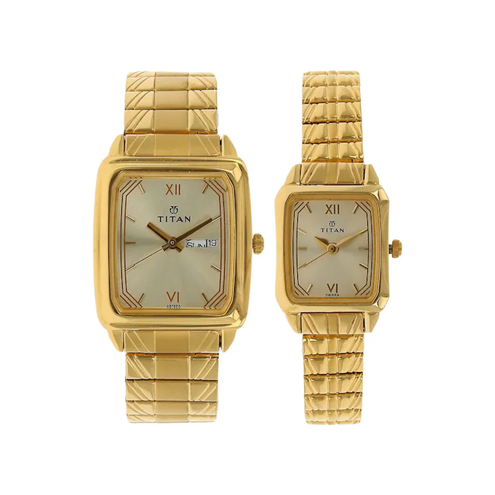 Titan NK15812488YM05 Bandhan Gold Dial Couple Analog Watch