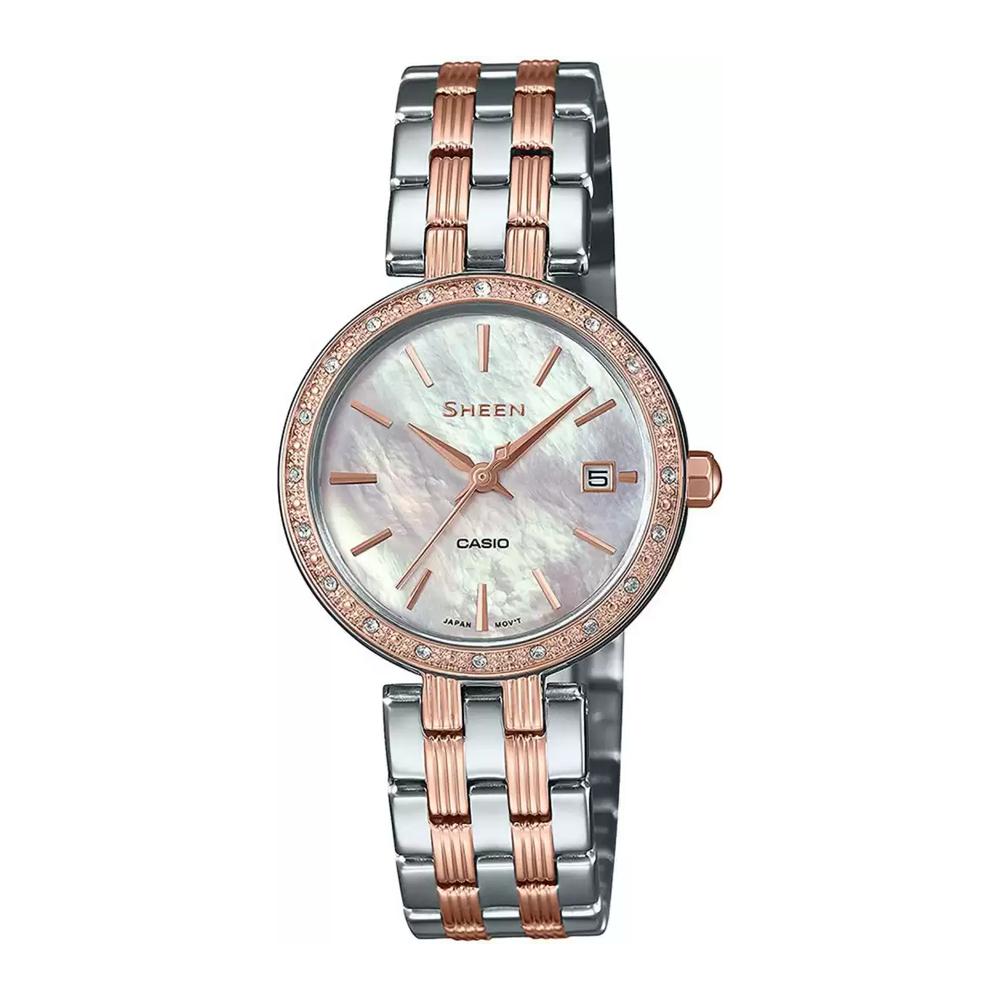 Casio Sheen Analog Rose Gold Dial Women's Watch-SH227