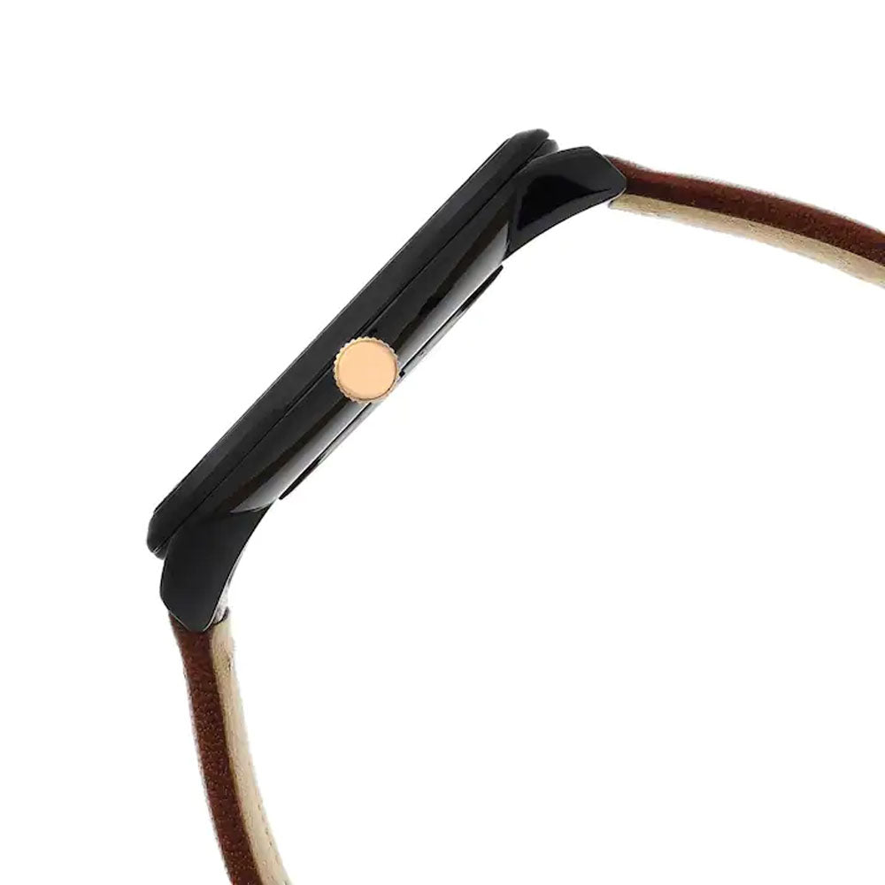 TOMMY HILFIGER Black Dial Brown Leather Strap Watch NDTH1791461