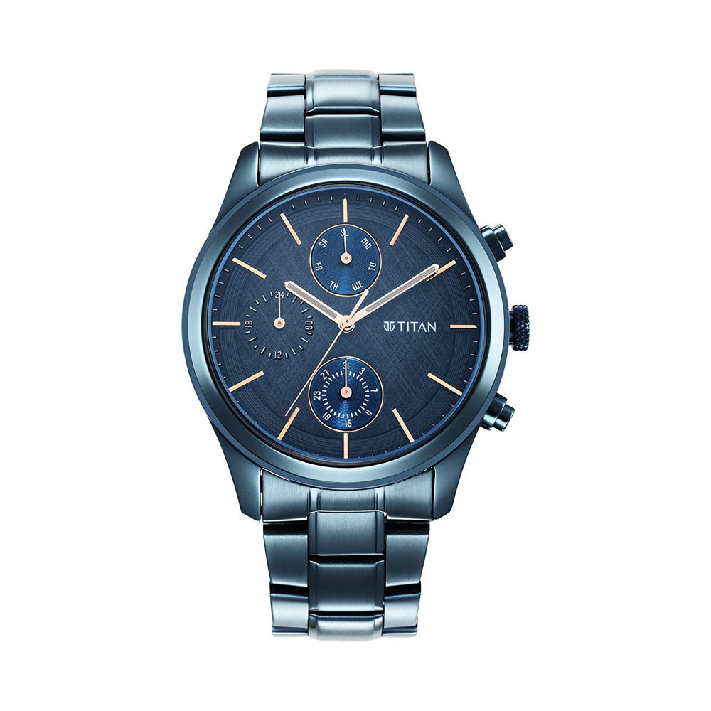 Buy Online Titan Quartz Analog with Date Blue Dial Stainless Steel Strap  Watch for Men - nr1825km01 | Titan