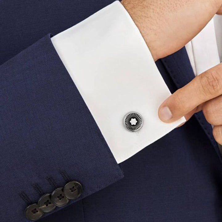 MONT BLANC 123809 Iconic Round Star Cufflinks Mother Of Pearl Rays