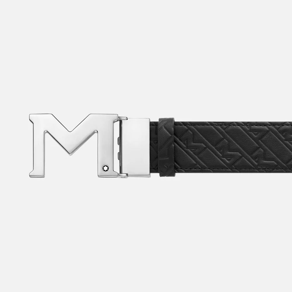 Mont Blanc 128787 M Buckle Black/Blue 35 Mm Reversible Leather Belt