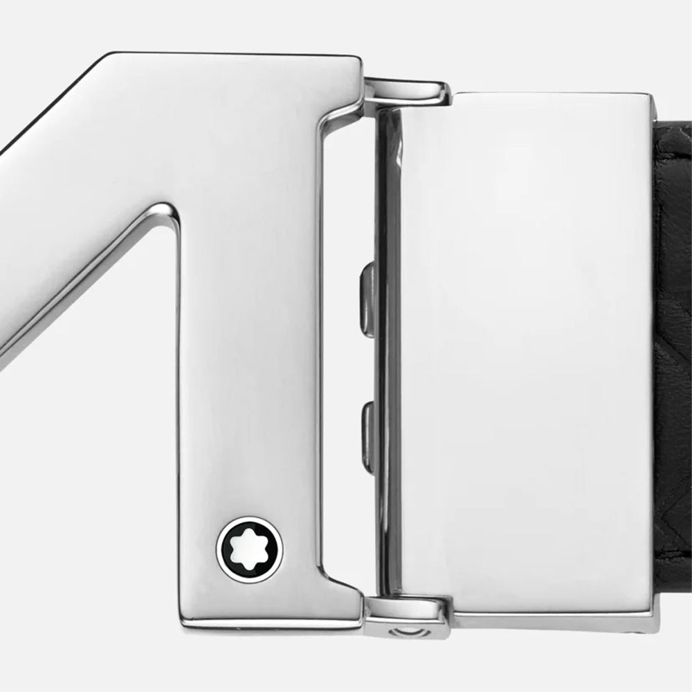 Mont Blanc 128787 M Buckle Black/Blue 35 Mm Reversible Leather Belt