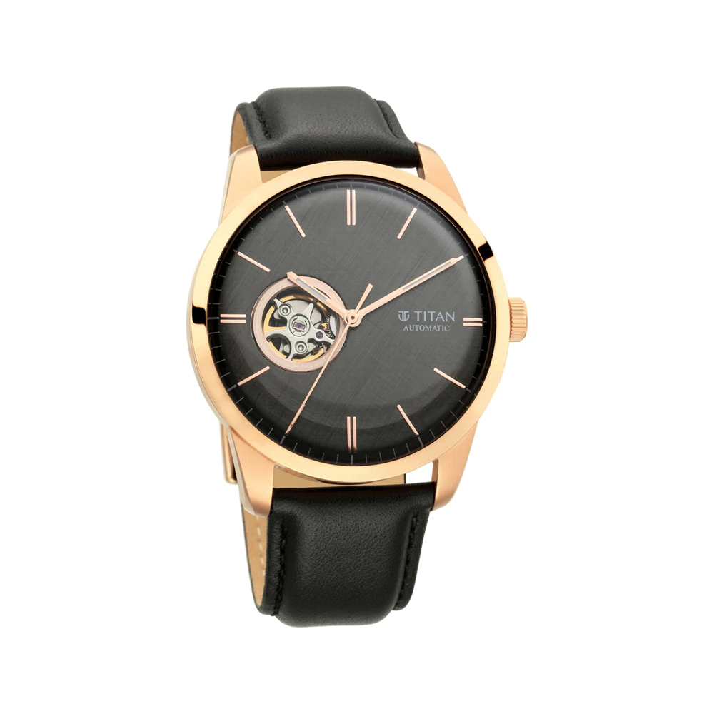 Titan Open Heart Analog Black Dial Men's Watch - NP90126WL03