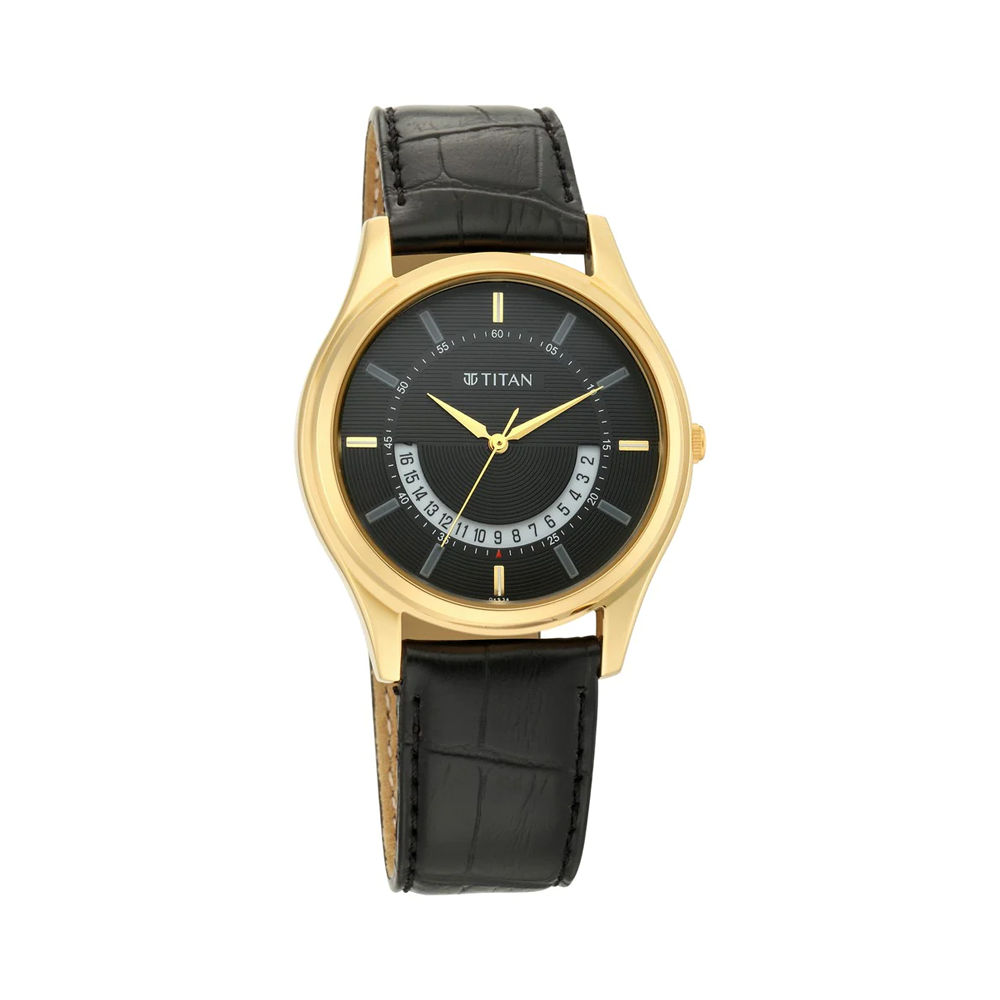 TITAN Lagan - Black Dial Leather Strap Mes's Watch NP1713YL01