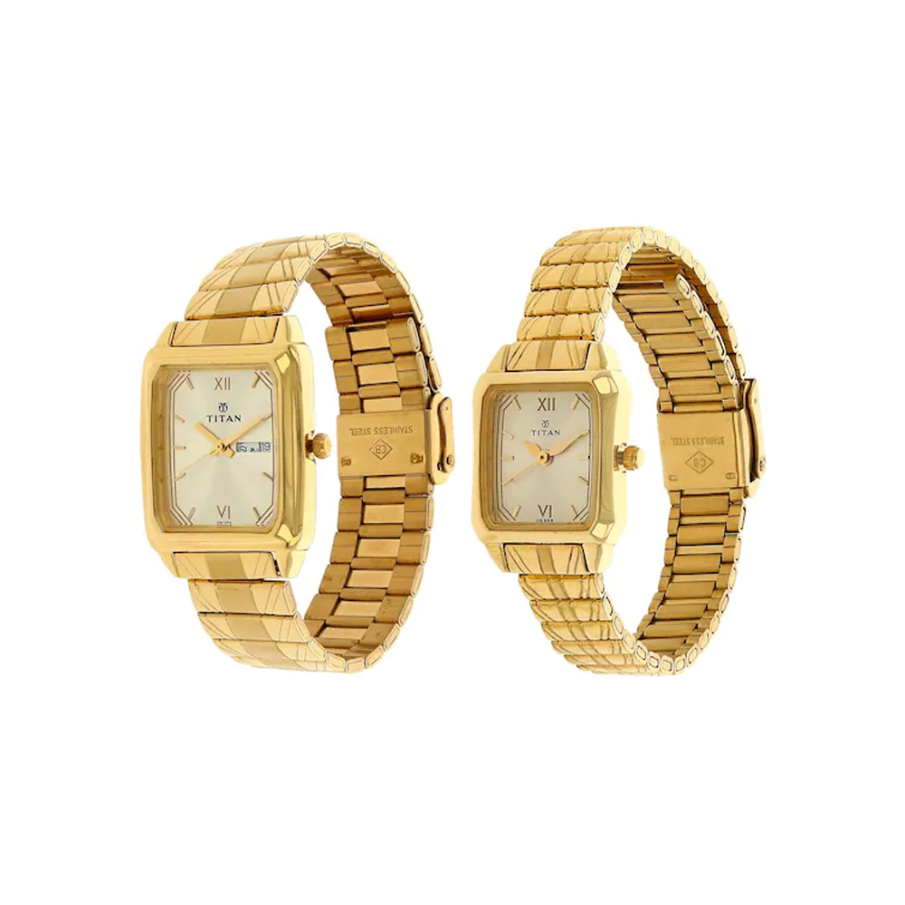 Titan NK15812488YM05 Bandhan Gold Dial Couple Analog Watch
