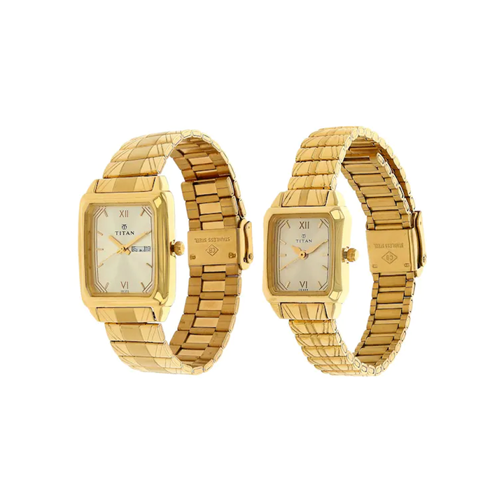 Titan NK15812488YM05 Bandhan Gold Dial Couple Analog Watch