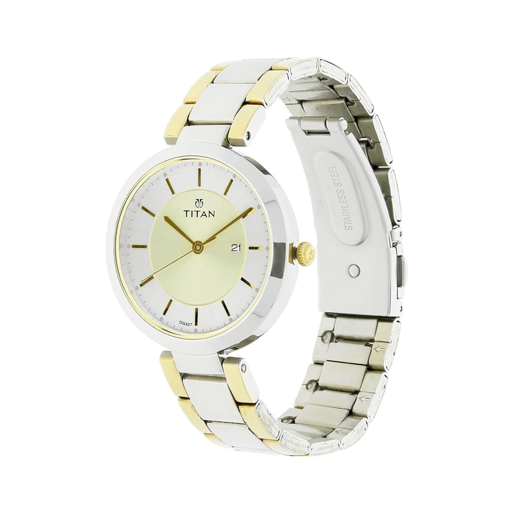 TITAN Workwear Gold Dial Women's Watch NL2480BM02