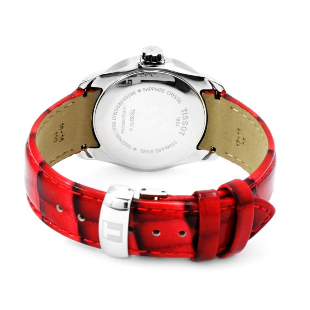 TISSOT T0352101601101 COUTURIER WHITE DIAL RED LEATHER WOMEN'S WATCH