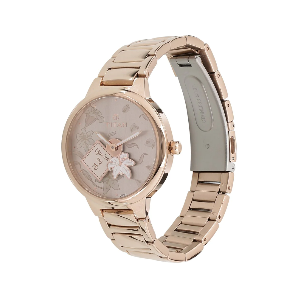 Titan 95081WM02 Valentine Tiger Lily Charm Analog Watch for Women