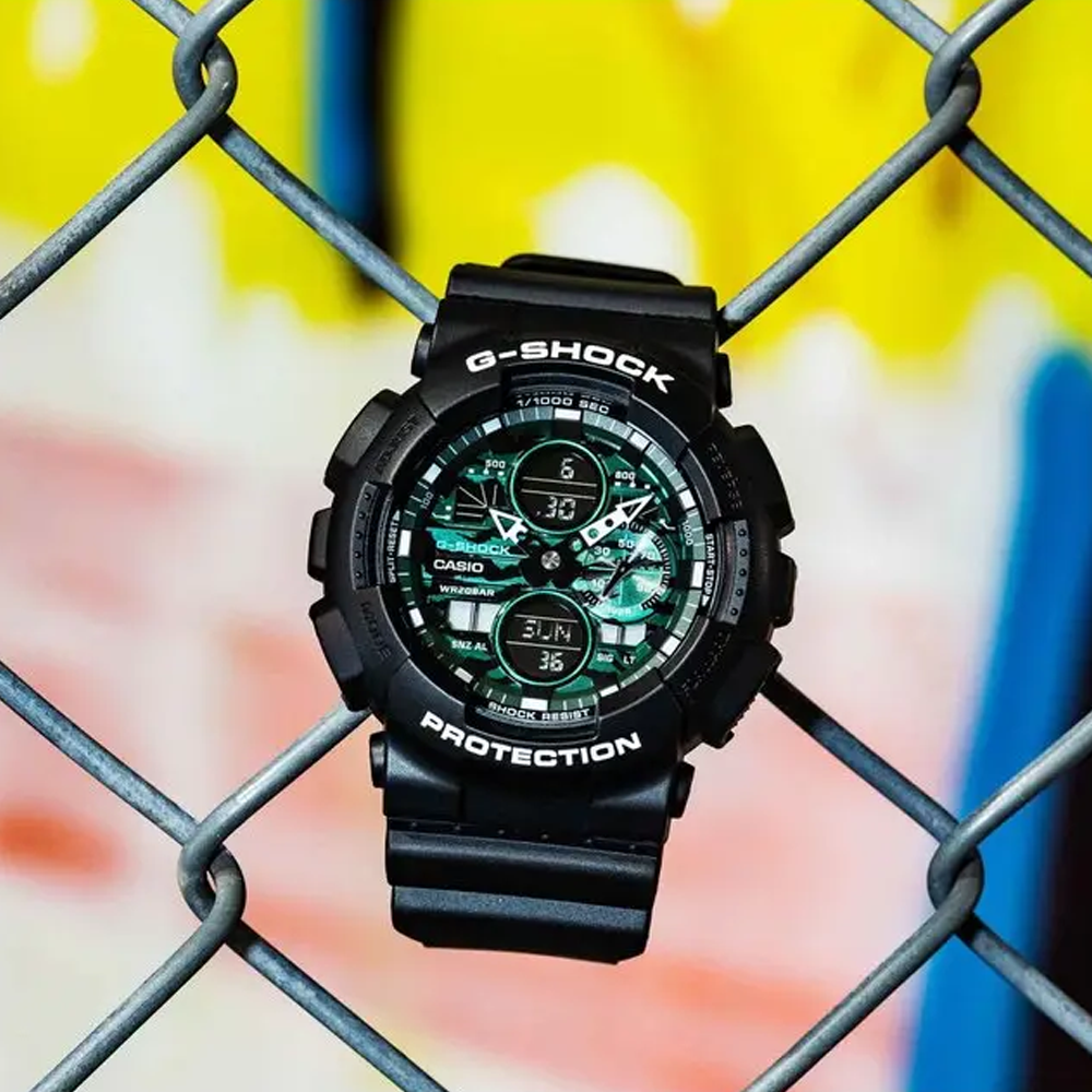 Casio Mens 50 59 mm G Shock Green Dial Resin Analogue Digital Watch G1129