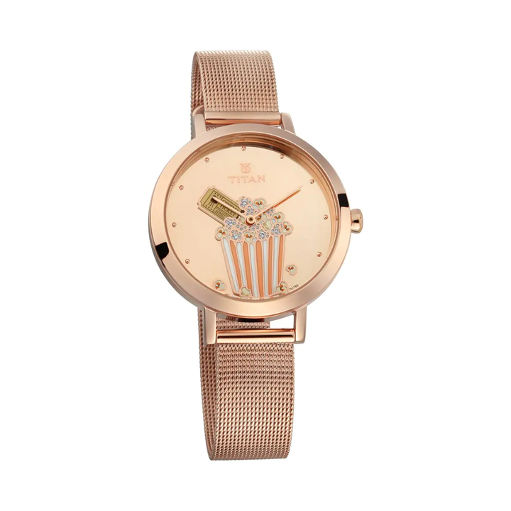 Titan Purple Rose Gold Dial Women's Watch- 95104WM03