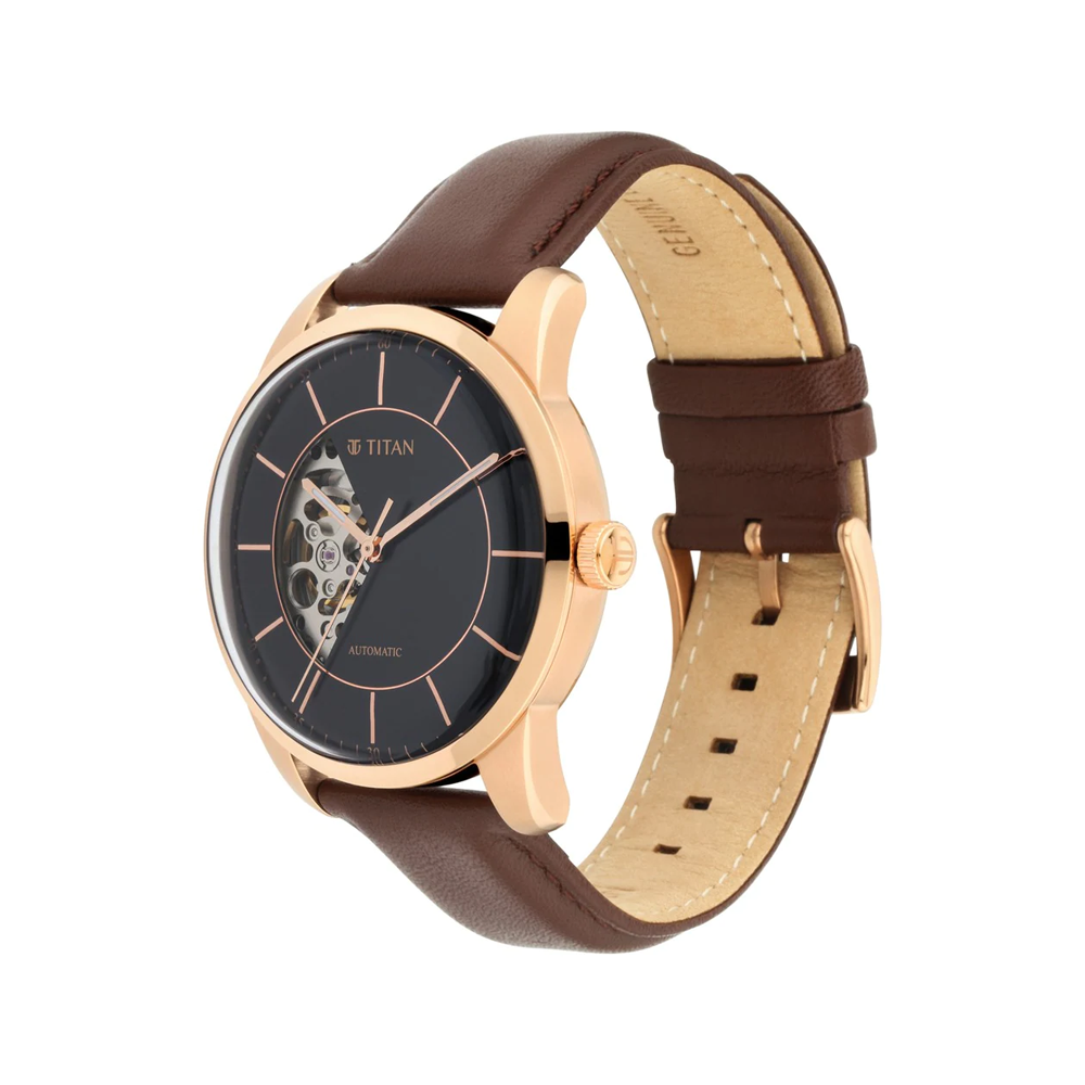 Titan Men Leather Analog Watch -Nr90111Wl01, Band Color-Brown,Dial  Color-Blue : Amazon.in: Fashion