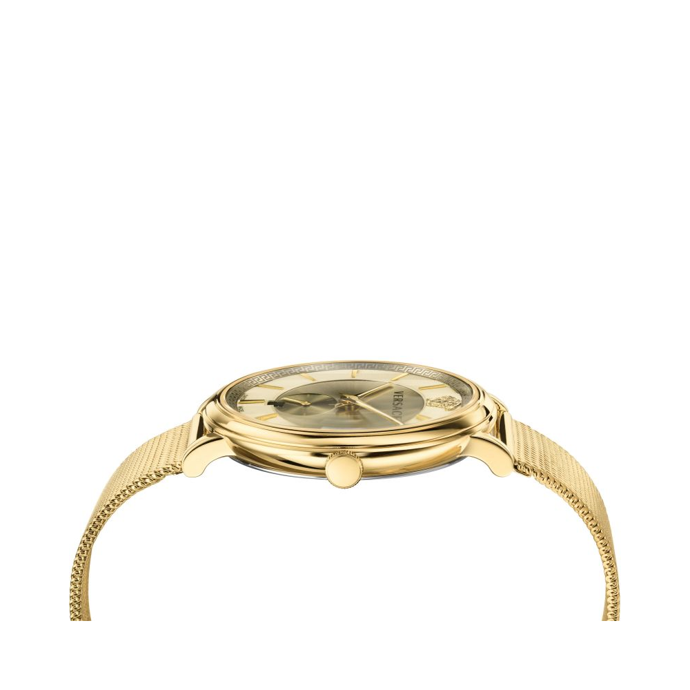 Versace V Circle Gent Round Analog Gold Dial Men Watch VBQ070017