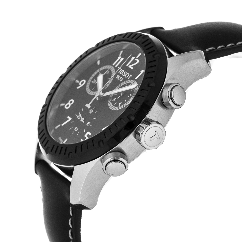 TISSOT T0394172605700 T SPORT V8 CHRONOGRAPH BLACK LEATHER MEN S