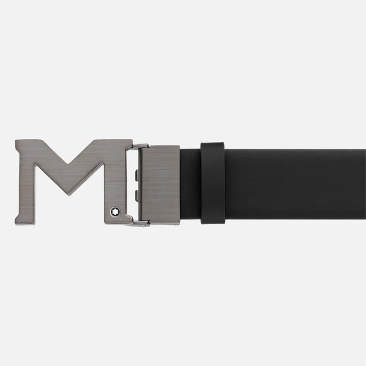 Mont Blanc 129445 M buckle black 35 mm leather belt