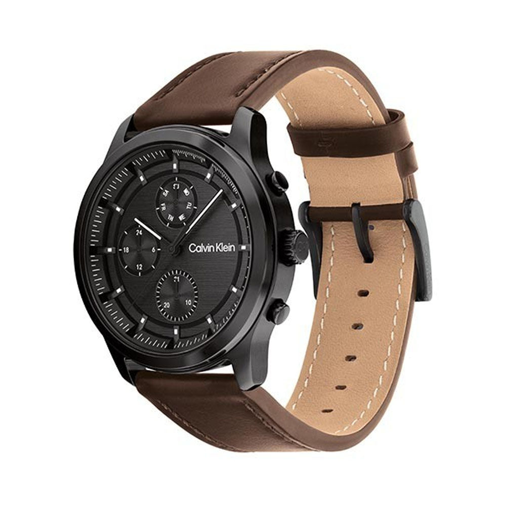 Calvin Klein Sport Multi-Function Black Dial Leather Analog Watch for Men - 25200212