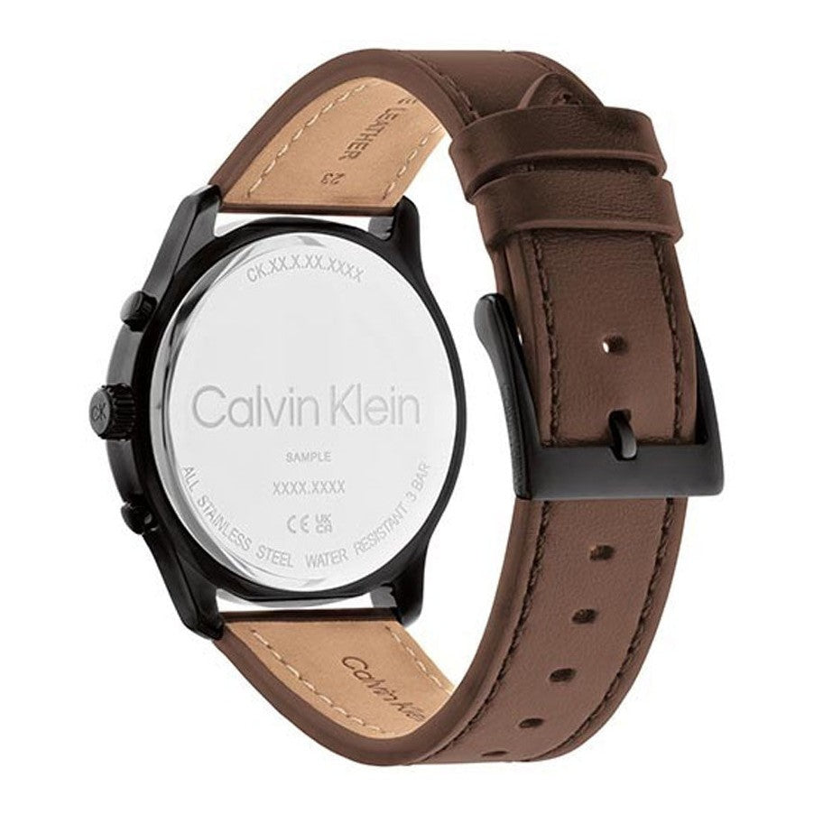 Calvin Klein Sport Multi-Function Black Dial Leather Analog Watch for Men - 25200212