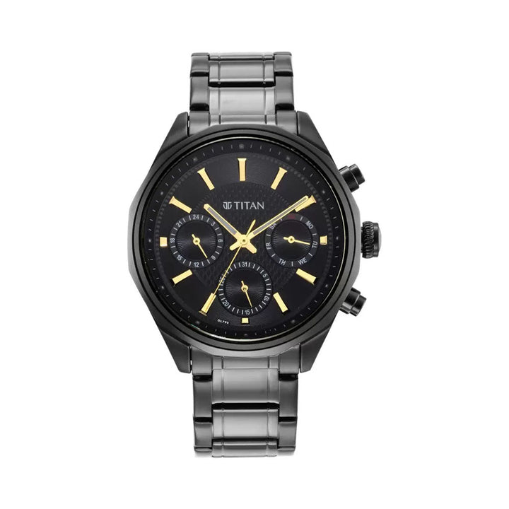 TITAN Regalia Opulent Black Dial Silver Stainless Steel Strap Watch 1829NM02