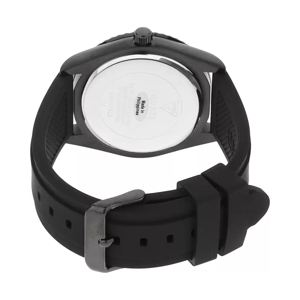 Guess Mens Connoisseur Black Dial Silicone Analogue Watch