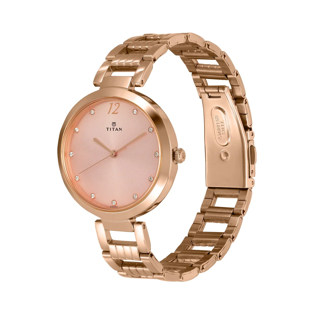 Sparkle watch with steel gold-plated mesh band and white mop dial with  colorful crystals - Loisir