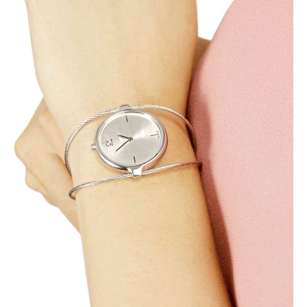 Silver bangle watch ladies discount