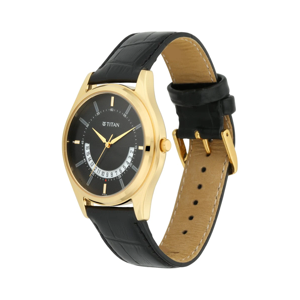 TITAN Lagan - Black Dial Leather Strap Mes's Watch NP1713YL01