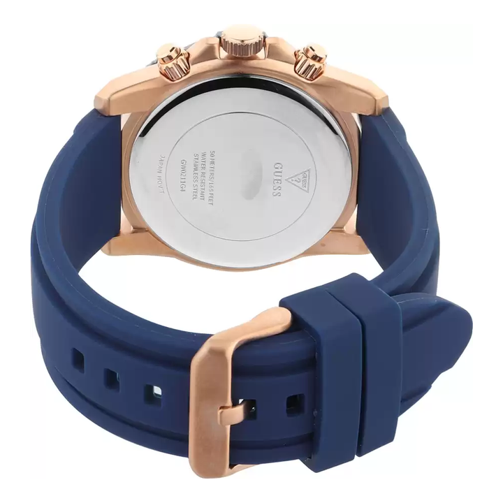 Guess Mens Commander Blue Dial Silicone Analogue Watch - GW0211G4