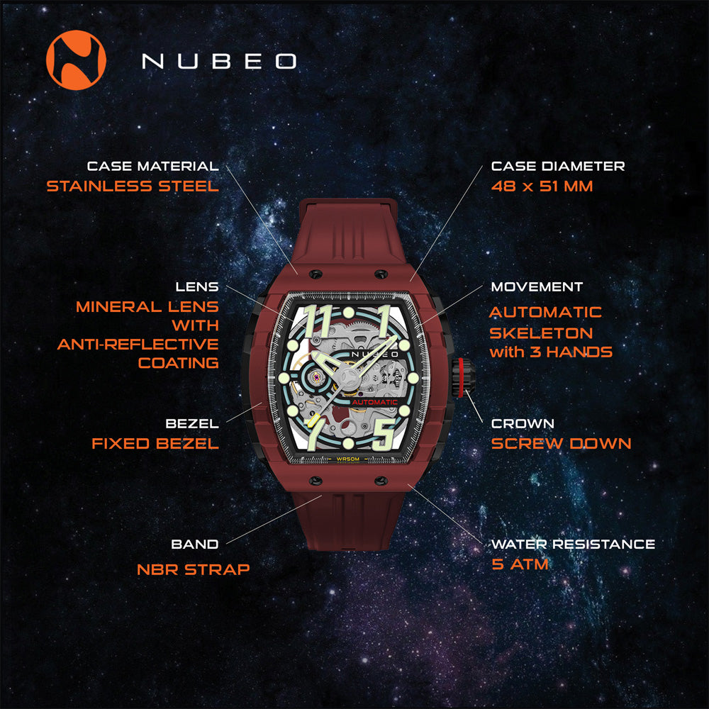 Nubeo Magellan Vision  Automatic Luminous Tonneau Dial Men’s Watch – NB-6063-04