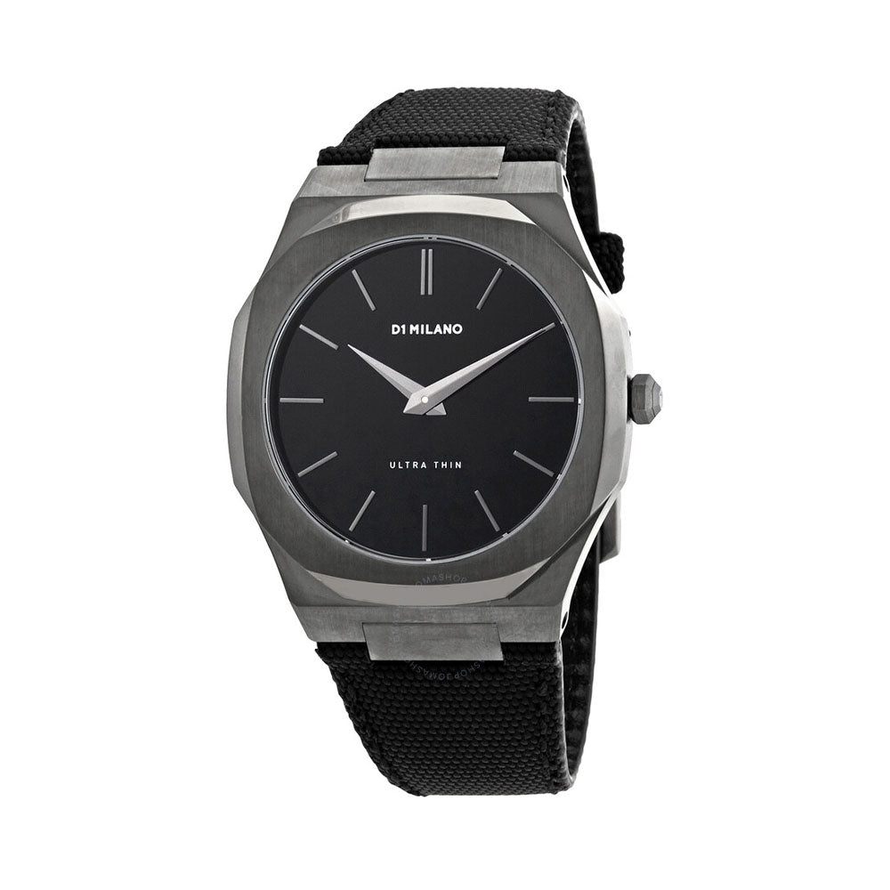 D1 MILANO Gunmetal Ultra Thin Quartz Black Dial Watch UTNJ02