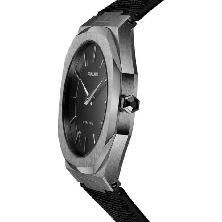 D1 MILANO Gunmetal Ultra Thin Quartz Black Dial Watch UTNJ02