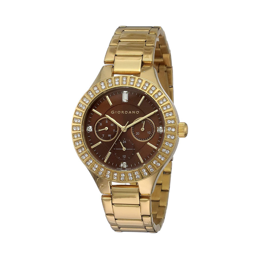 Giordano Women's Brown Dial Metallic Analogue Watch - 2950-33