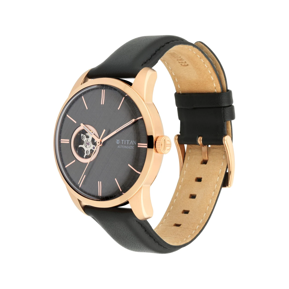 Titan Open Heart Analog Black Dial Men's Watch - NP90126WL03